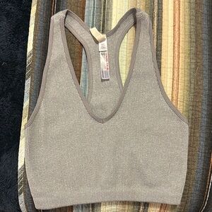 Gray Ribbed Racerback Bralette